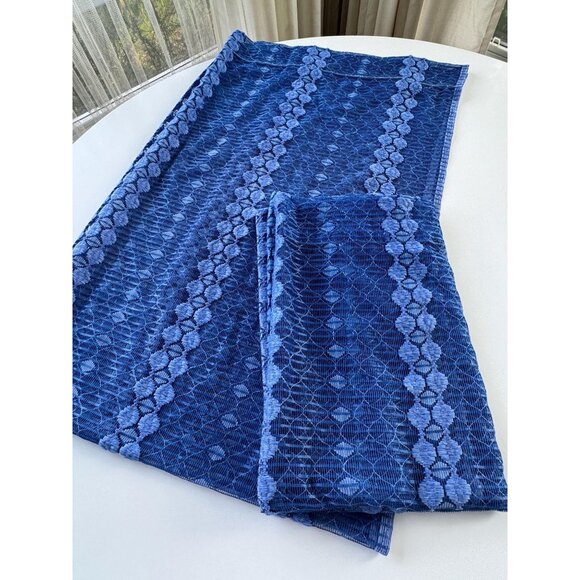 Vintage 70s curtains, groovy navy blue stripes, net woven panels, as a pair - Picture 9 of 10